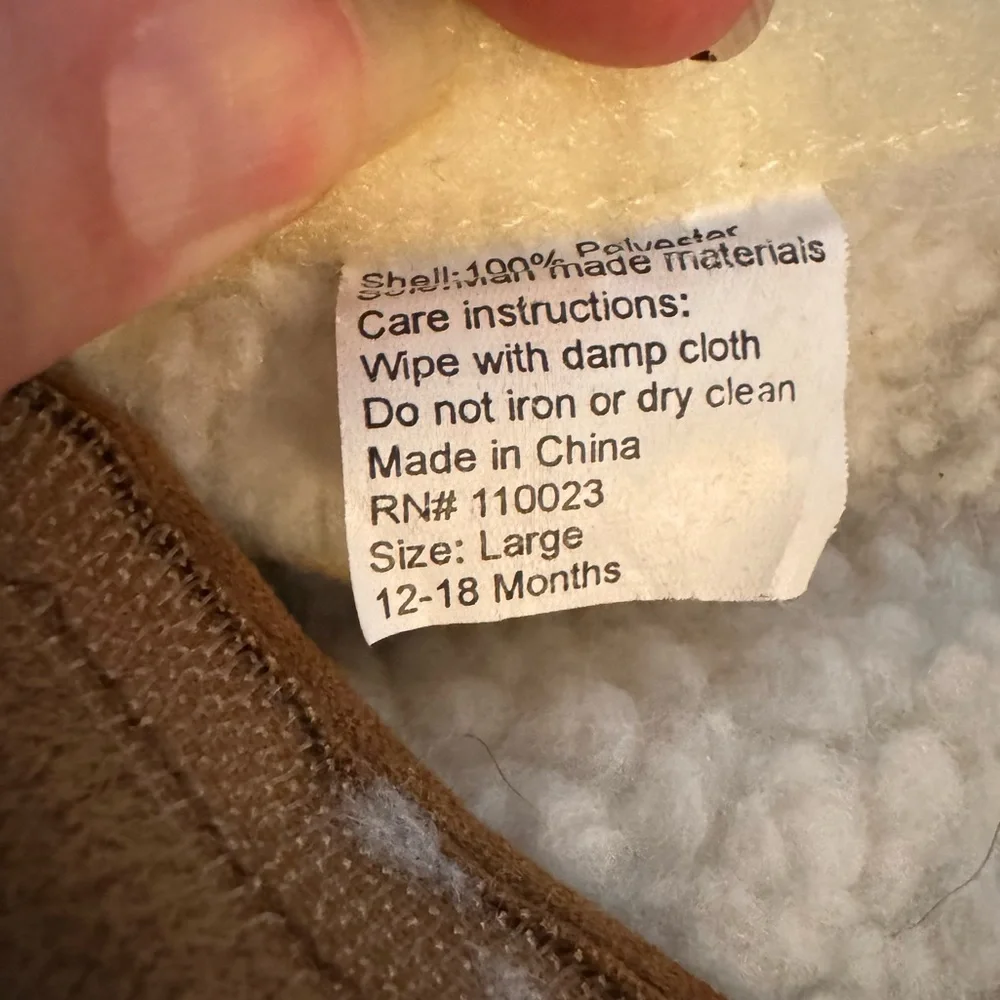 Tan Baby Boots with Faux Fur Inside Size 12-18 Months